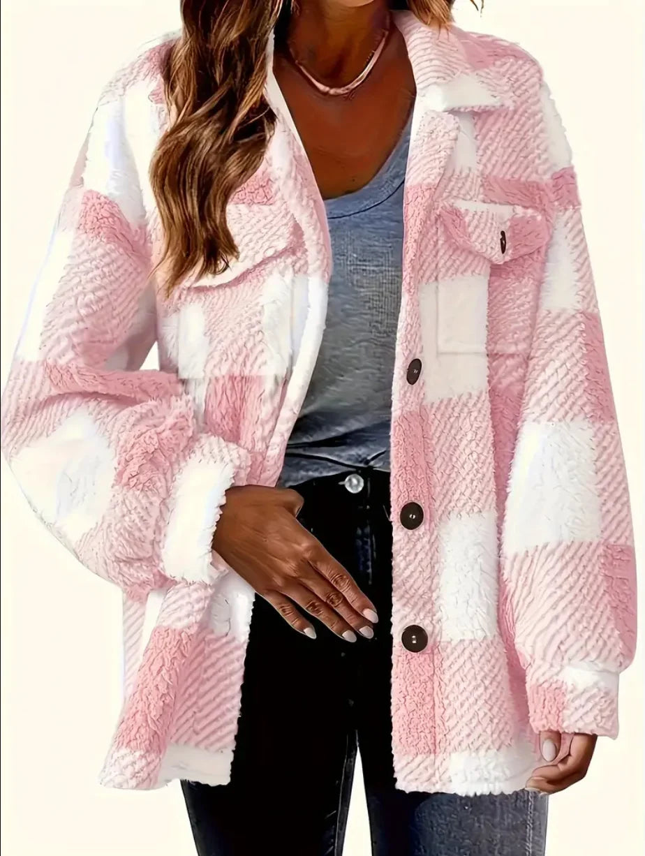 Plaid Pattern Button Front Jacket,