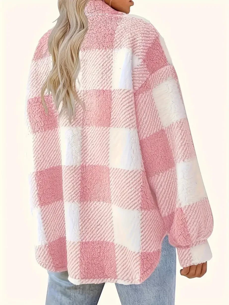 Plaid Pattern Button Front Jacket,