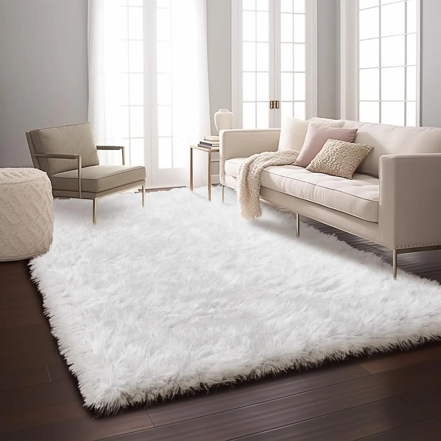 White Large Fluffy Shag carpet