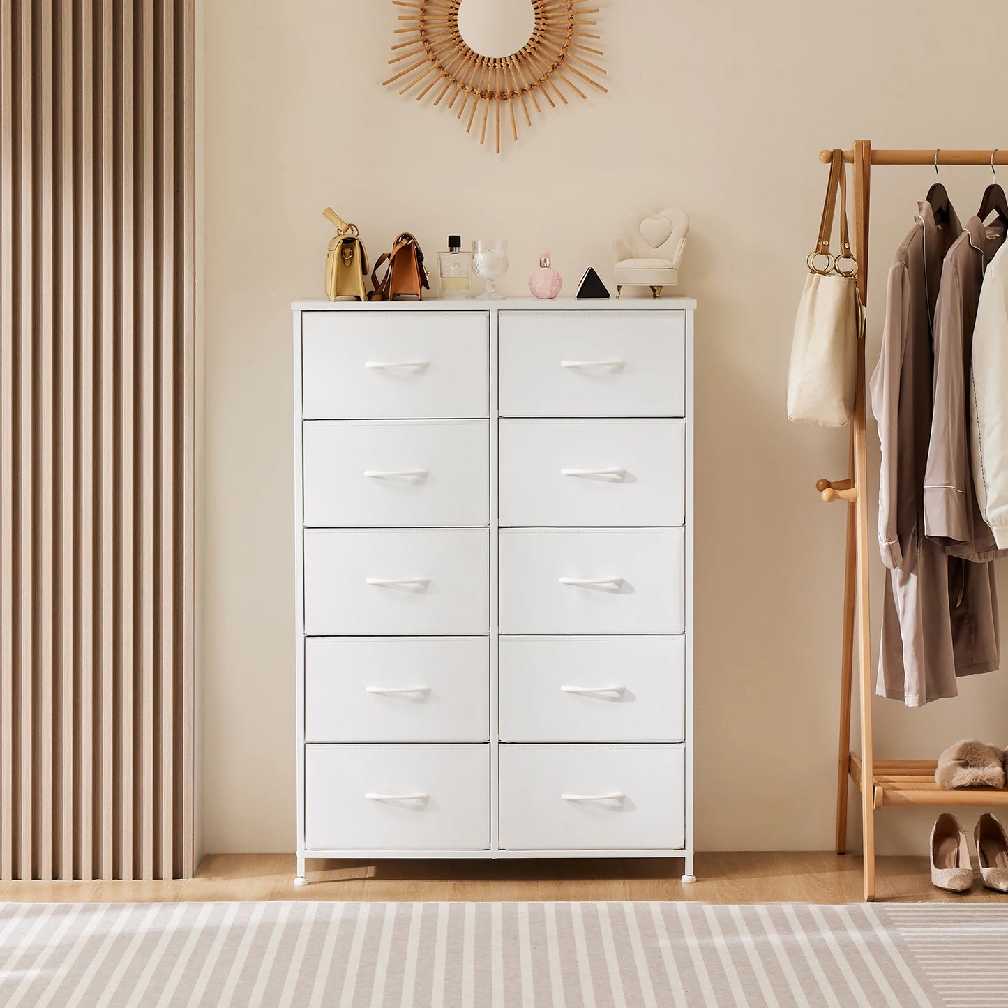 10 Fabric Drawers Wardrobe Steel Frame Storage Cabinet