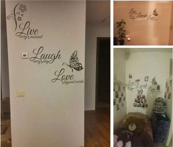 Live Laugh Love Butterfly Flower Wall Art
