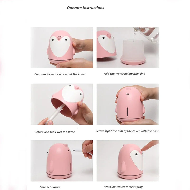220ml Penguin USB Air Diffuser for Home Office Car - Essential Oil Aroma Humidifier Mist Maker Cute humidifier Difusor Diffusers