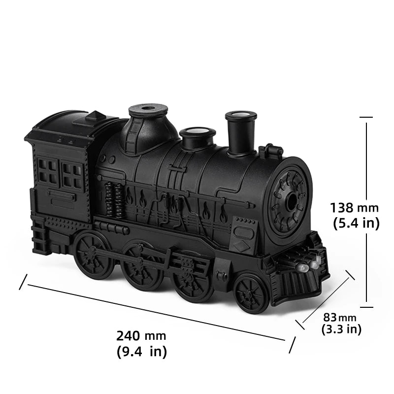Mini Retro Train Shape AromaDifusor Atomizer Essential Oil Ultrasonic Cool Mist Air Humidifier with LED Lamp and Remote Controls