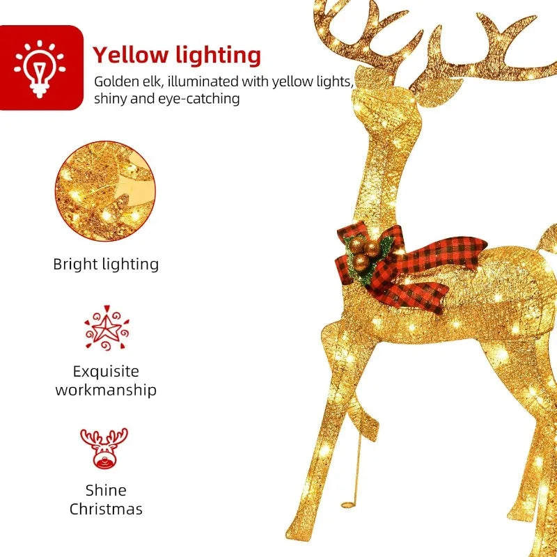 3-Piece Large Deer Family - Lighted Christmas 3D Reindeer