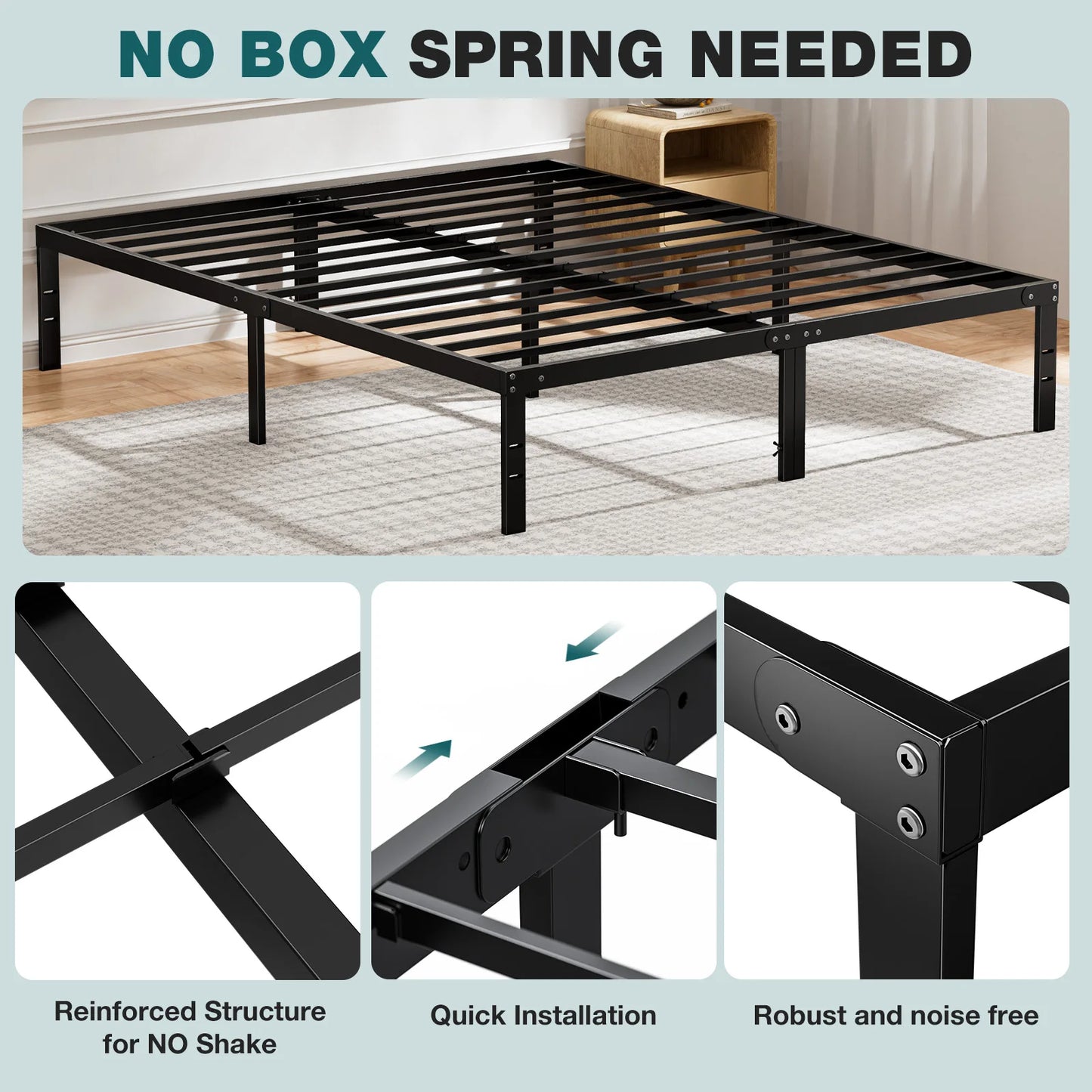JHK Basic Twin Full Queen King Size Bed Frame