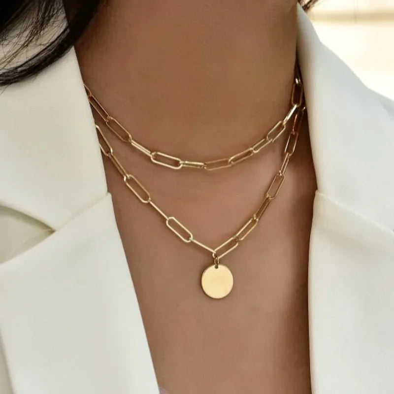 925 Sterling Silver Three-Layer Round Necklace