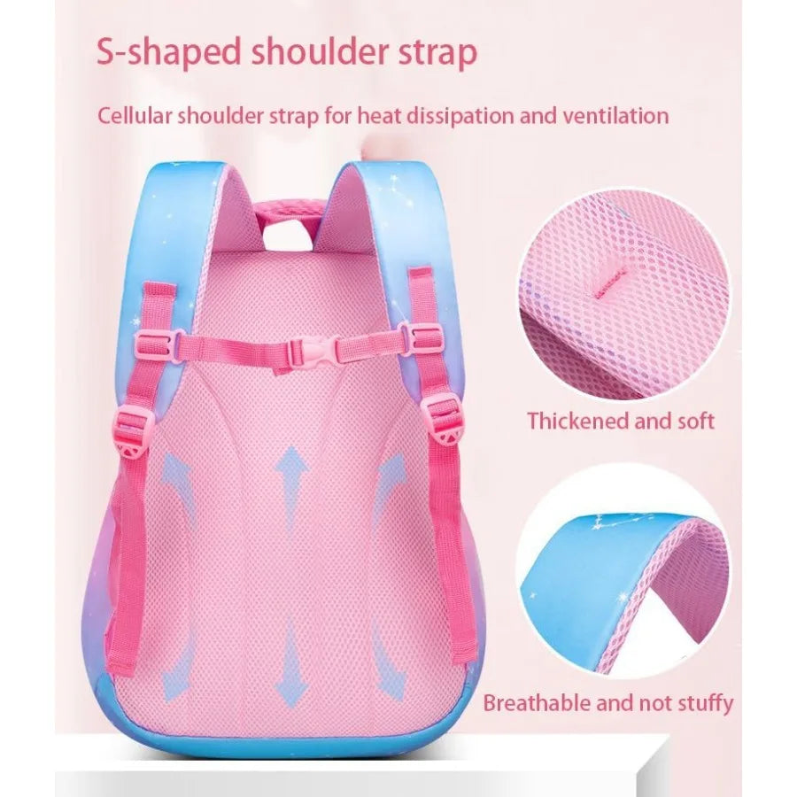 5Pcs Blue Pink School Backpack