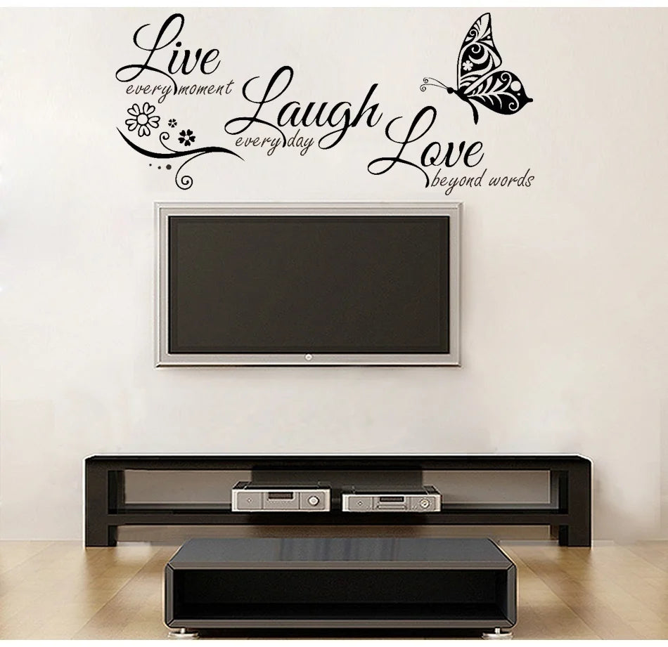 Live Laugh Love Butterfly Flower Wall Art