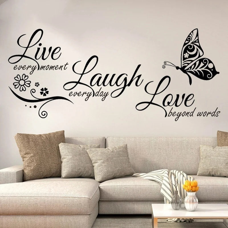 Live Laugh Love Butterfly Flower Wall Art