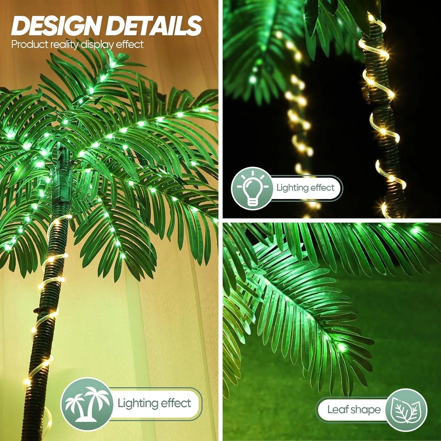Lighted Palm Tree LED Outdoor With Remote Solar Power