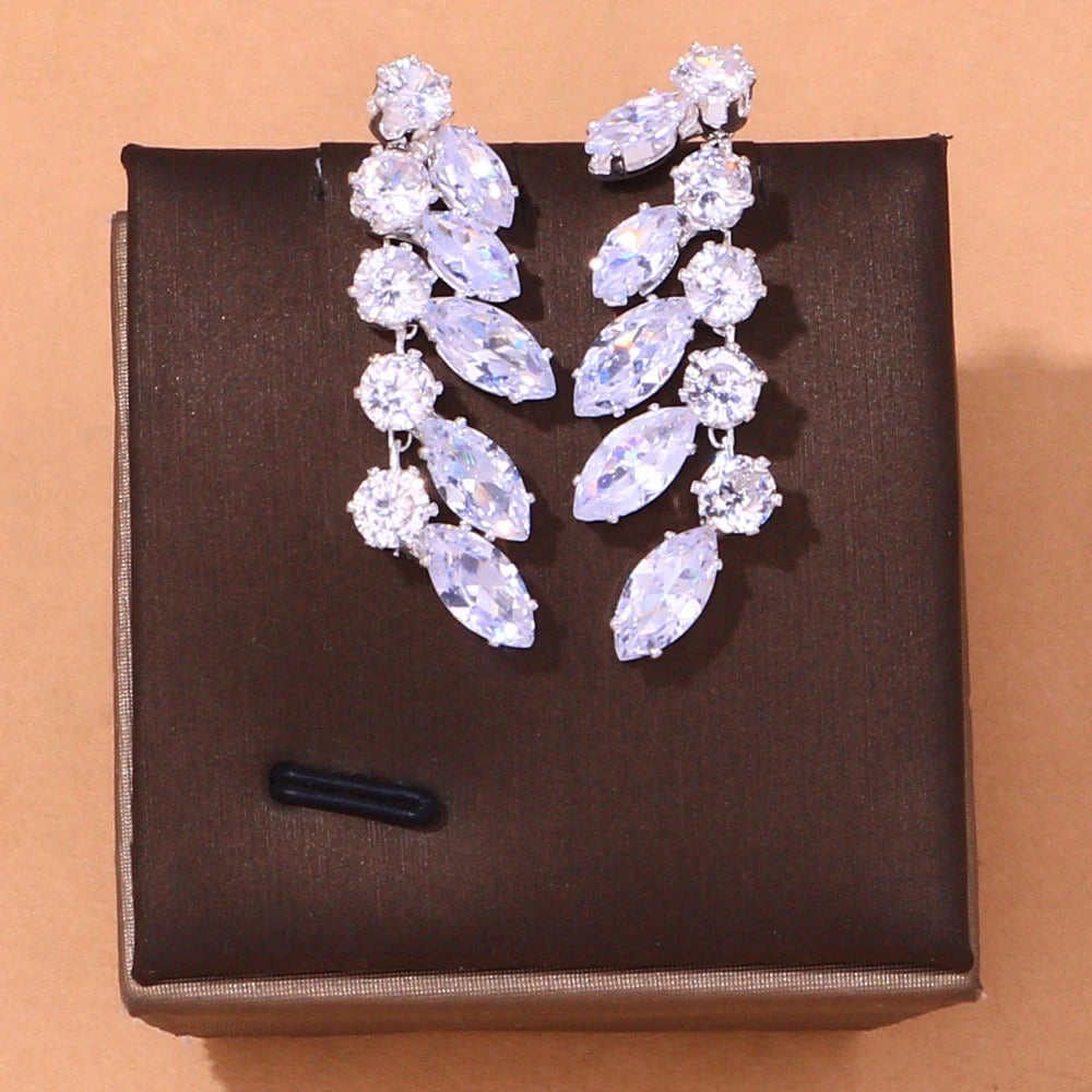Stonefans Luxury Zircon Necklace Earring Bracelet Set