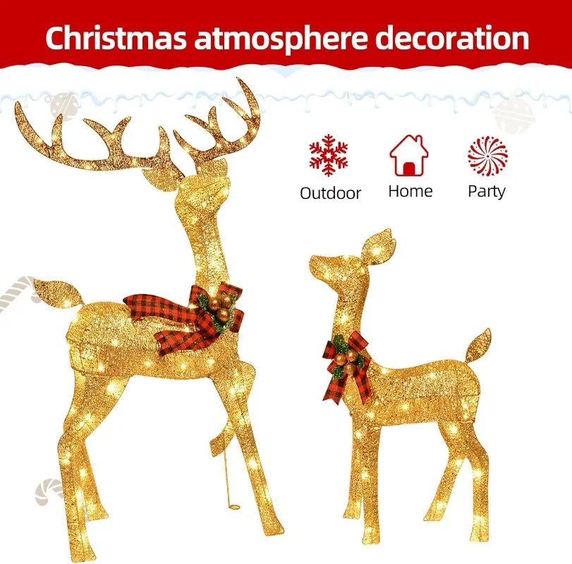 3-Piece Large Deer Family - Lighted Christmas 3D Reindeer