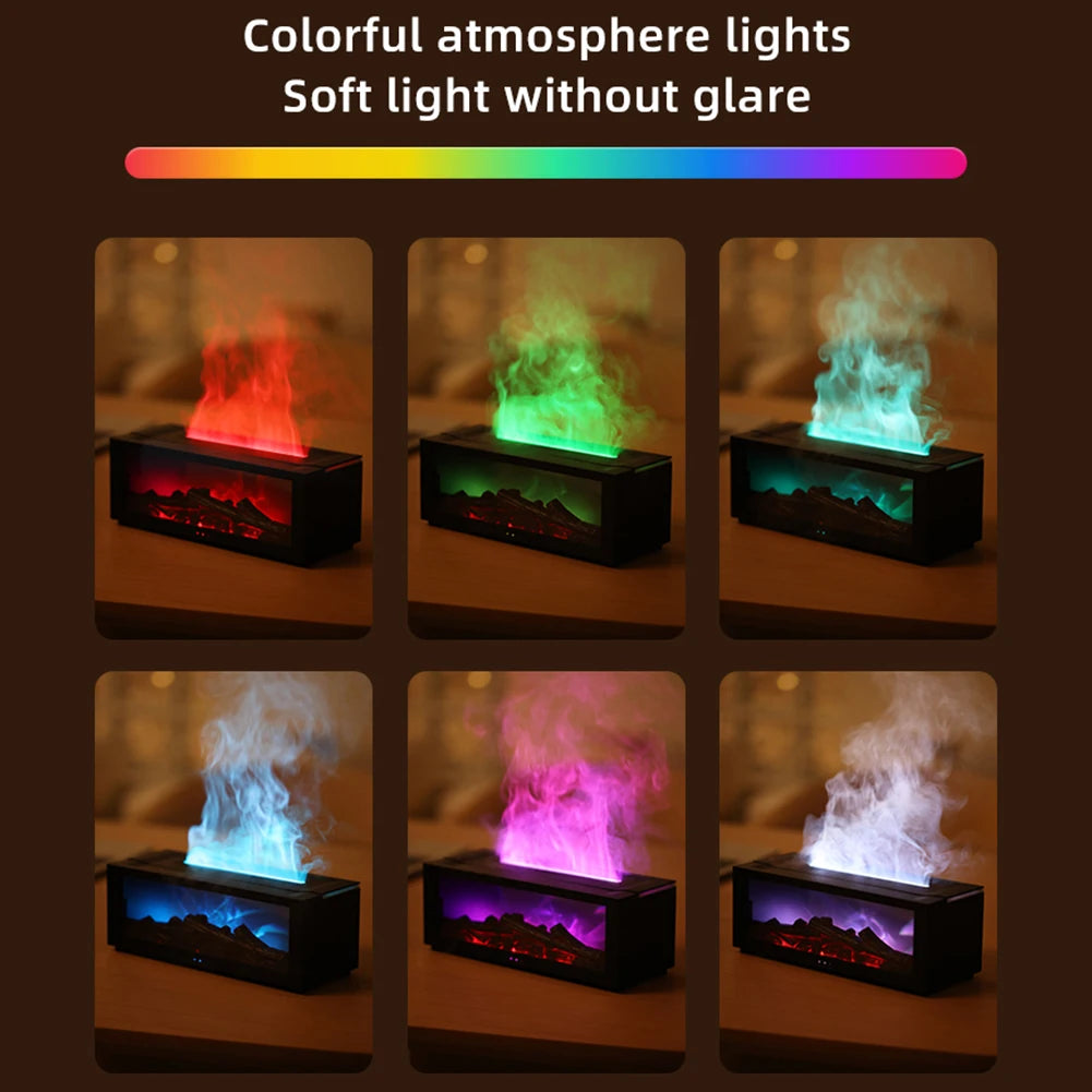 Fireplace Flame Humidifier Aroma Humidifier Flame Oil Diffuser Air Humidifier Aromatherapy Fragrance Diffuser Light Fireplace