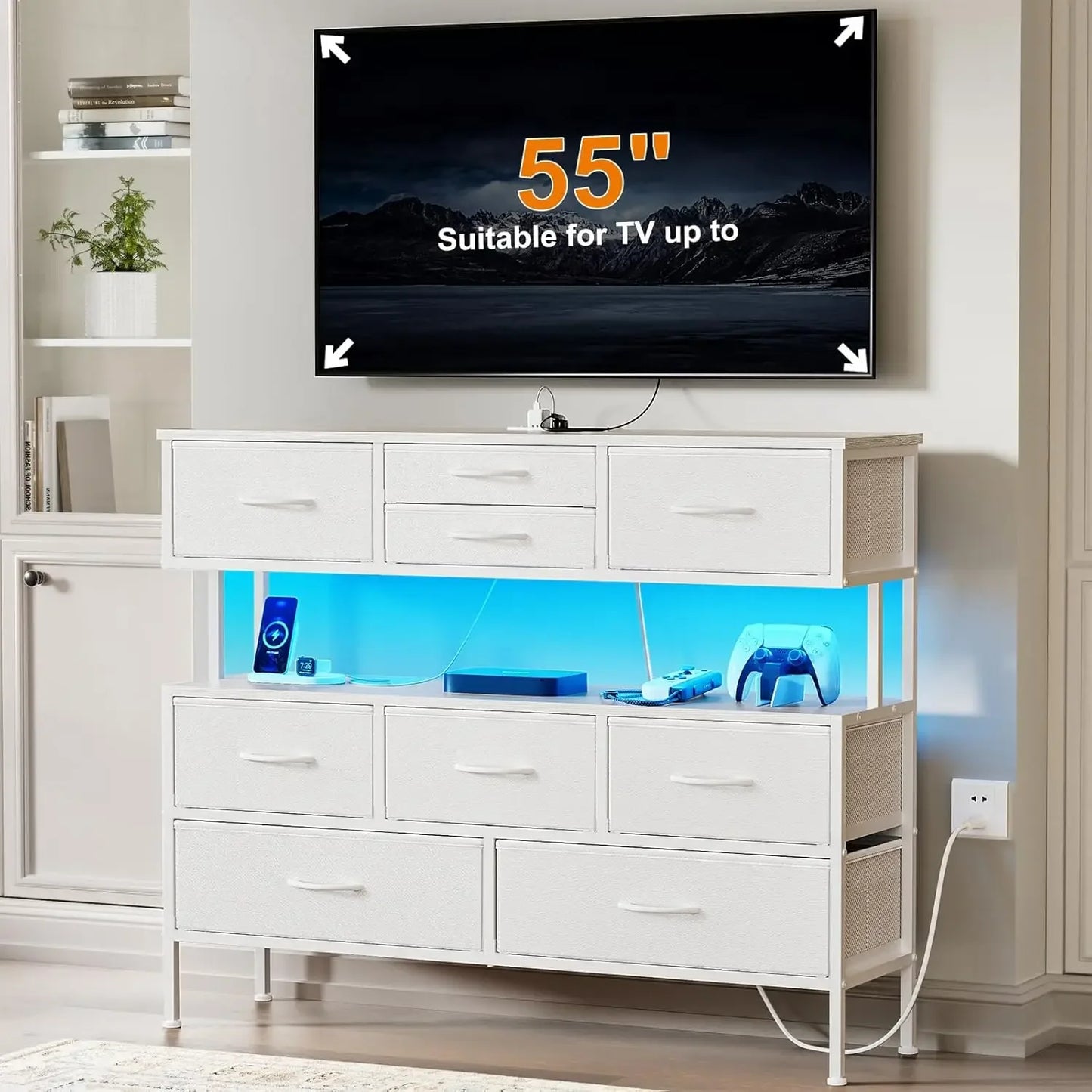 Dresser TV Stand with Charging Station