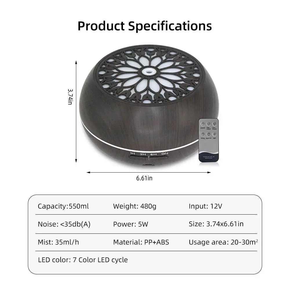 Essential Oil Diffuser With Remote and Six Scents Auto Off