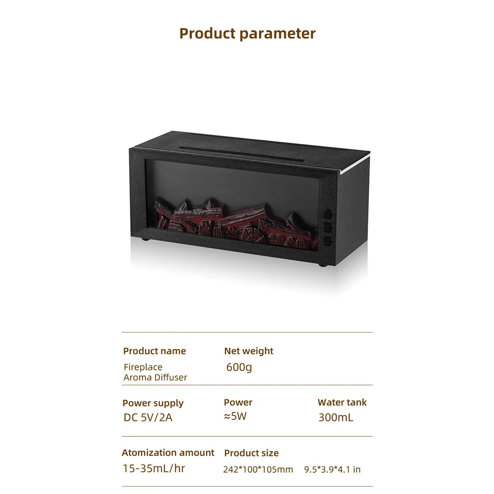 Auto Shutoff Flame Simulation Humidifier Essential Oil Diffuser