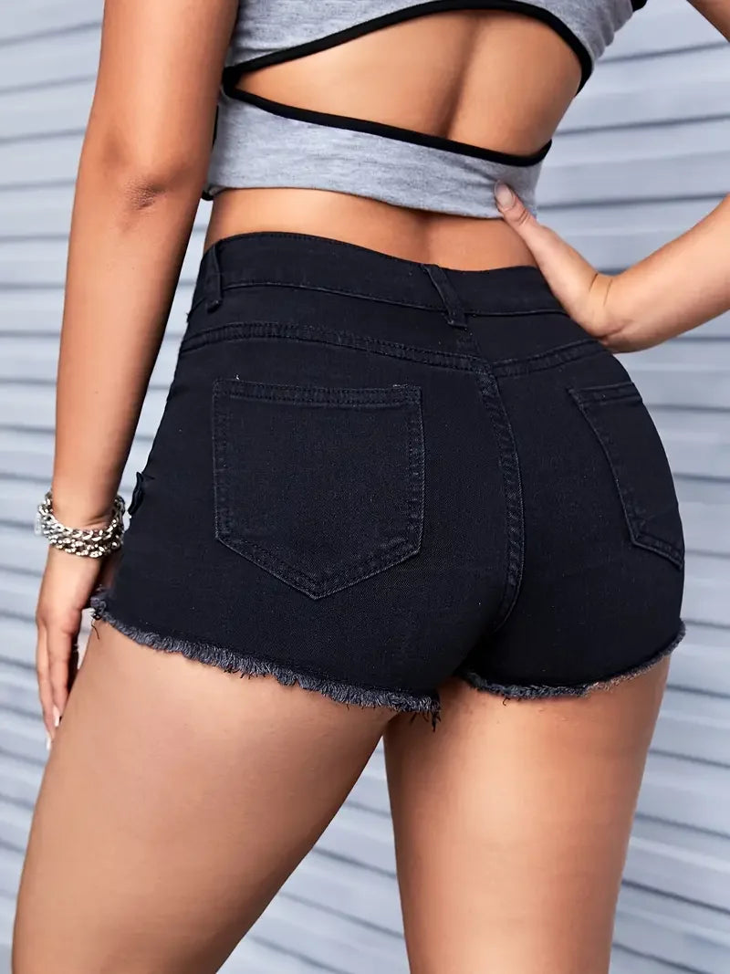 Women High-waisted Denim Shorts,