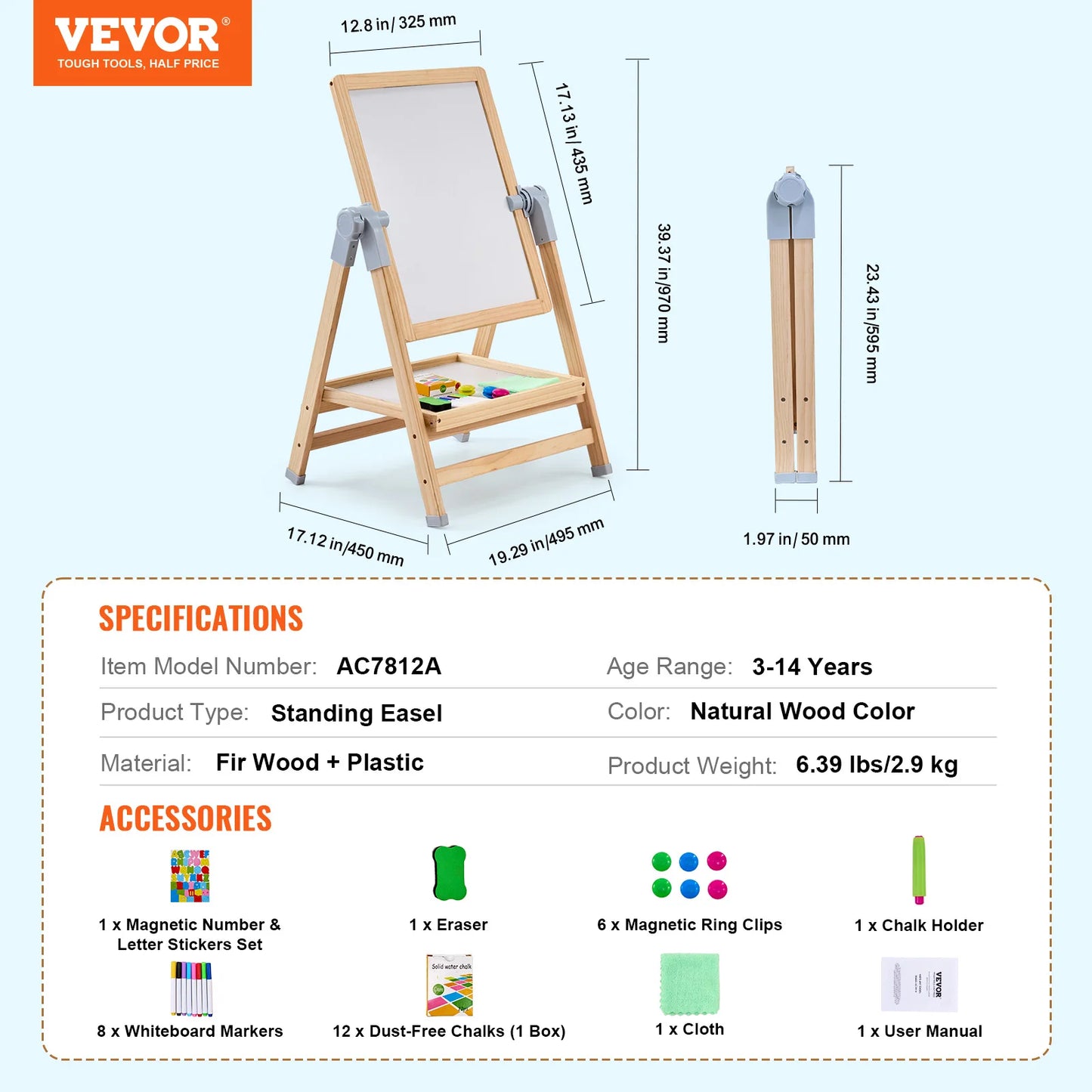 VEVOR Standing Magnetic Drawing Board