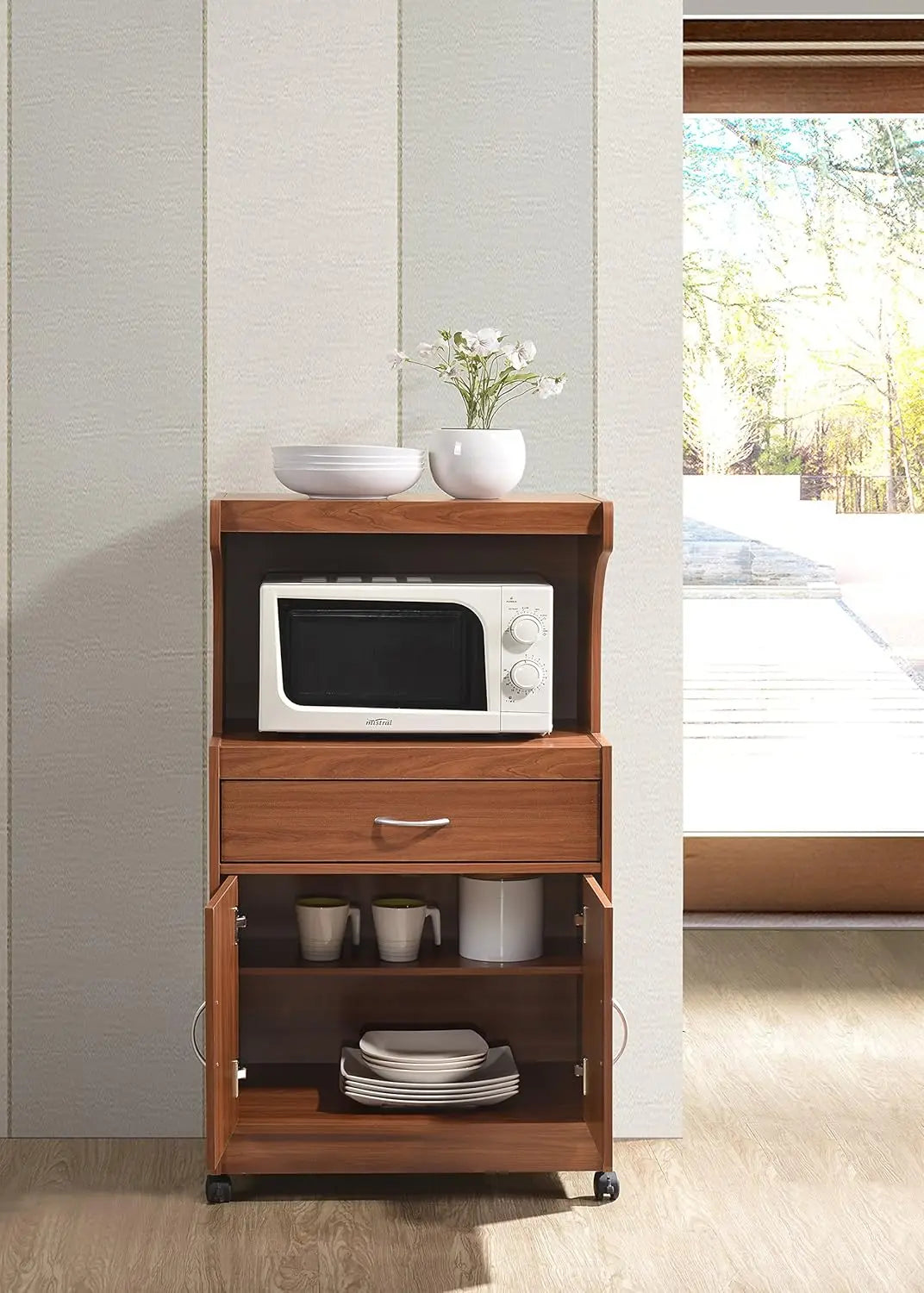 Microwave Kitchen Cart Cherry