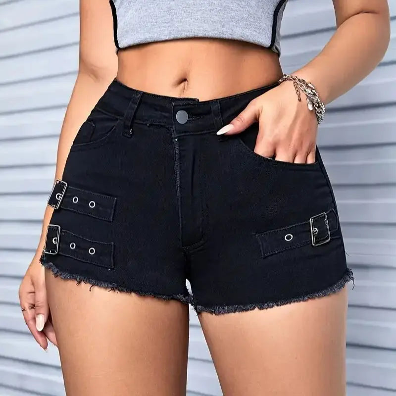 Women High-waisted Denim Shorts,
