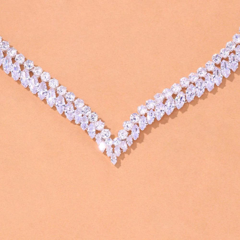 Stonefans Luxury Zircon Necklace Earring Bracelet Set