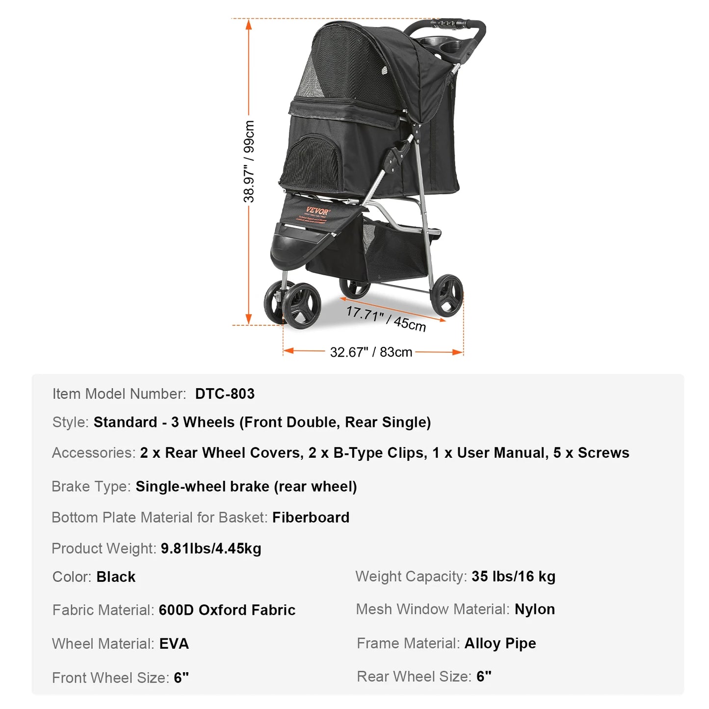 VEVOR Pet Stroller