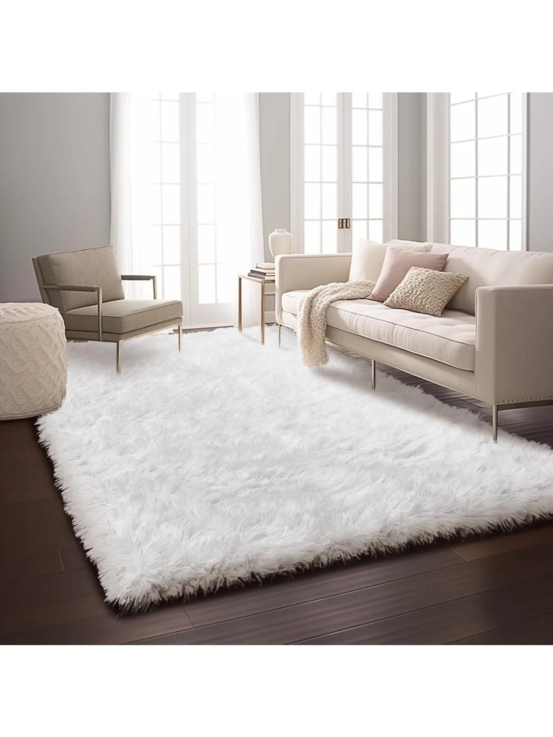 White Large Fluffy Shag carpet