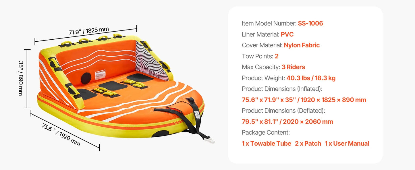 SucceBuy Towable Tube For Boating And Water Sports