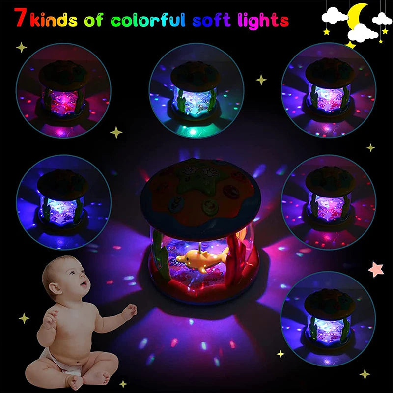 Baby Toys 1-3 Years Babies Ocean Light Rotary Projector Musical Toy
