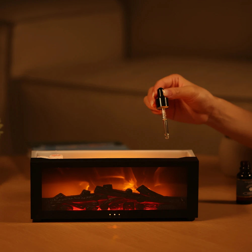 Fireplace Flame Humidifier Aroma Humidifier Flame Oil Diffuser Air Humidifier Aromatherapy Fragrance Diffuser Light Fireplace