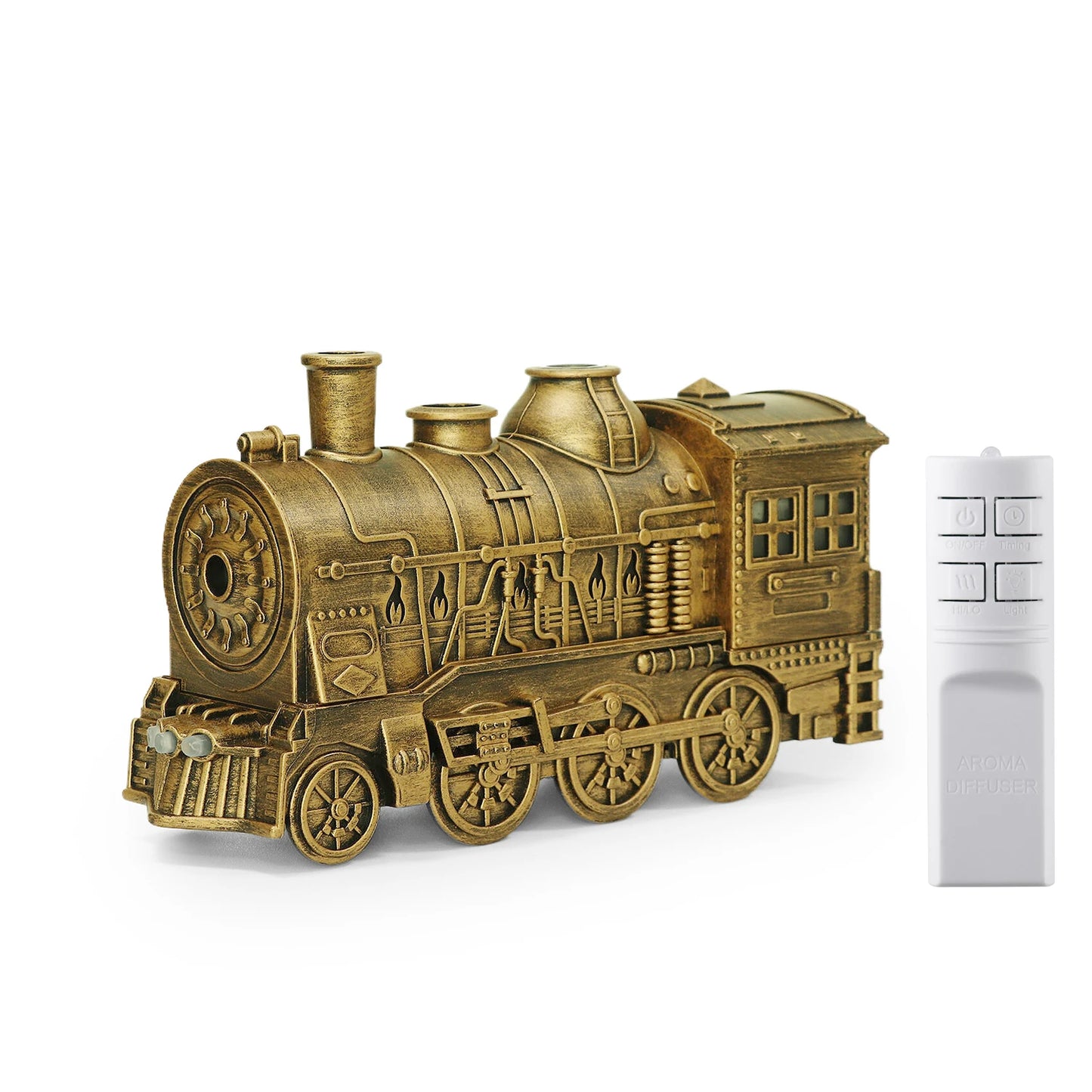 Mini Retro Train Shape AromaDifusor Atomizer Essential Oil Ultrasonic Cool Mist Air Humidifier with LED Lamp and Remote Controls