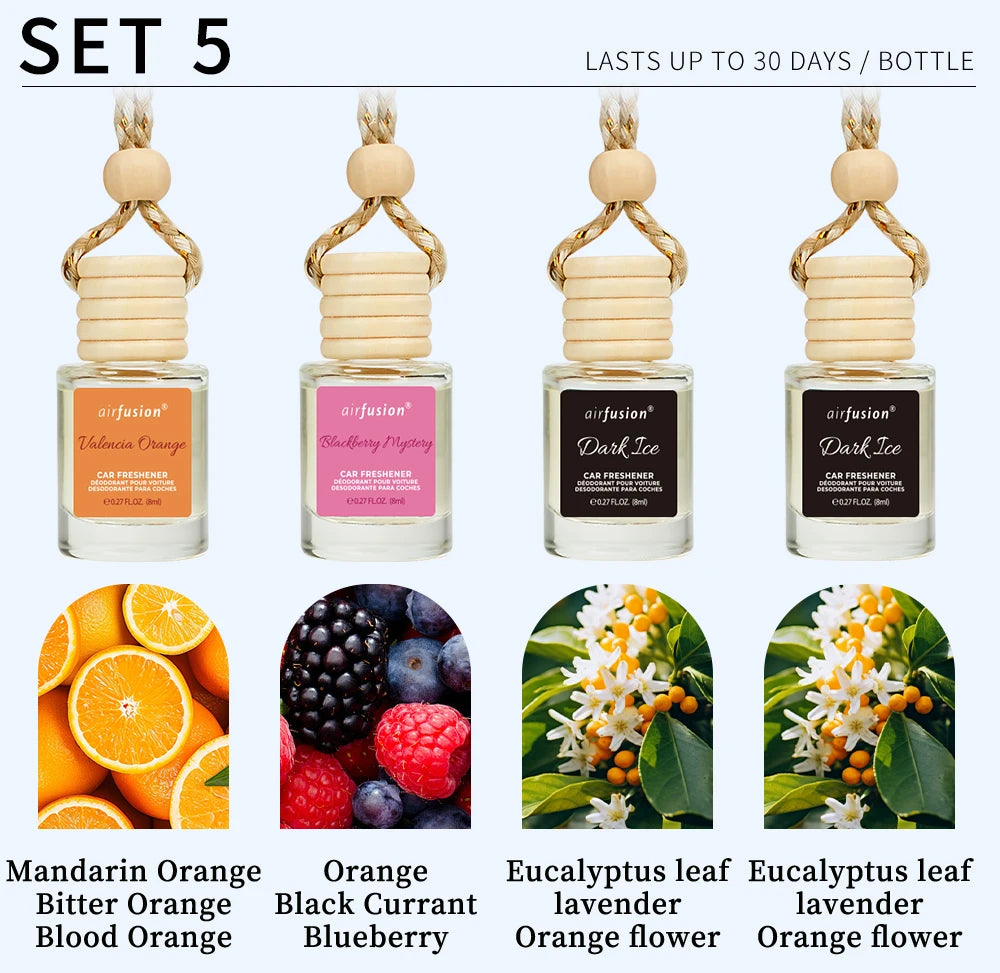4 Pack Hanging Car Air Freshener Diffuser Premium Scent