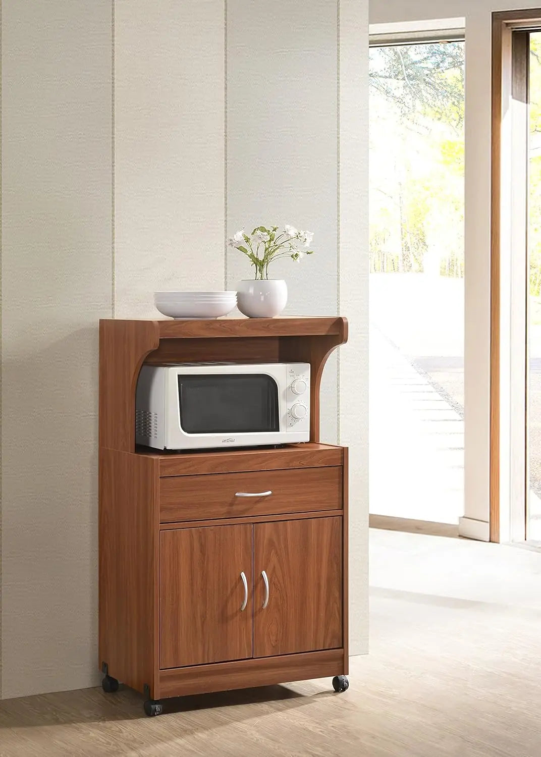Microwave Kitchen Cart Cherry
