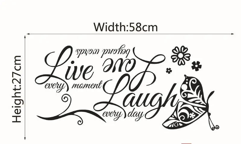 Live Laugh Love Butterfly Flower Wall Art