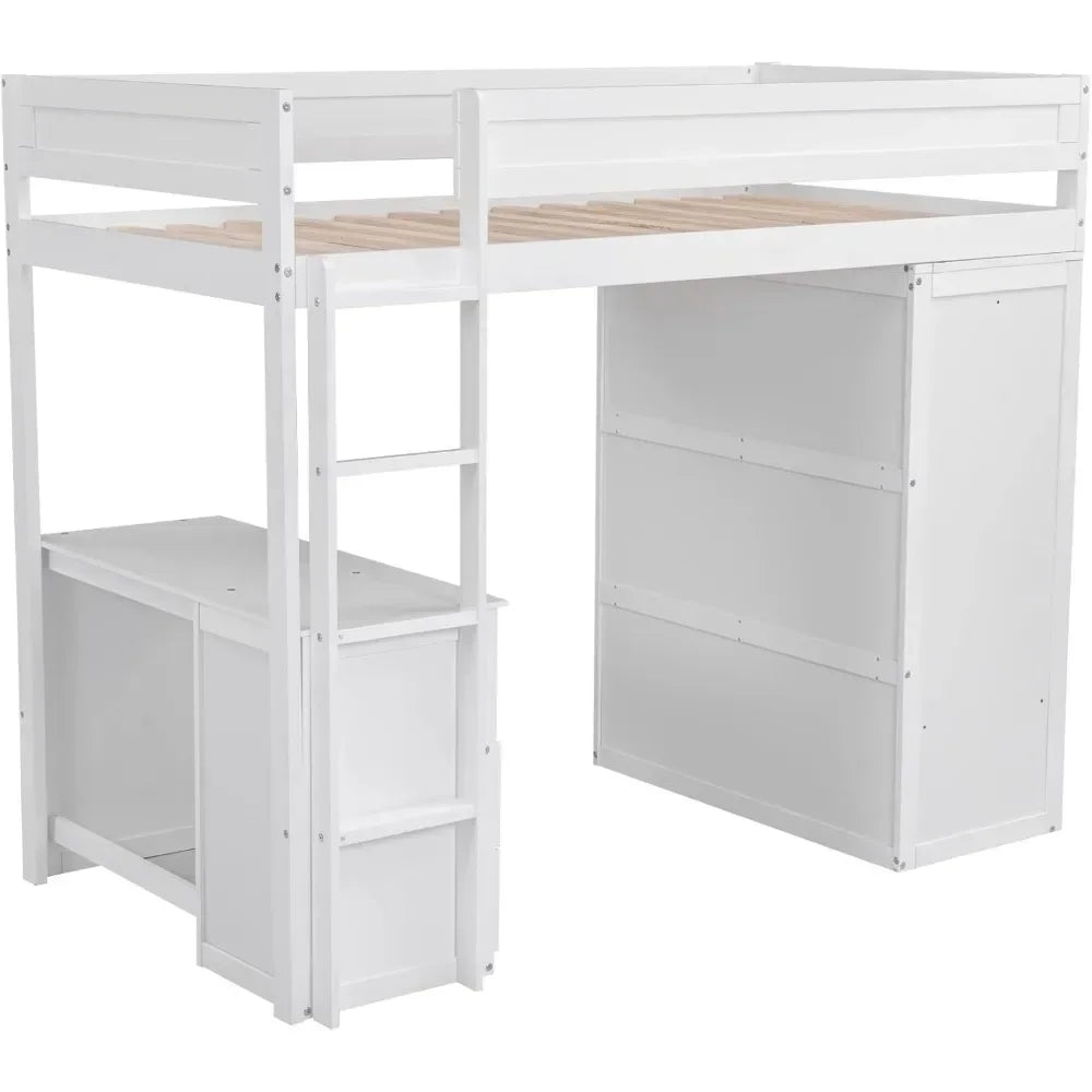 Loft Bed with Desk Twin Size,