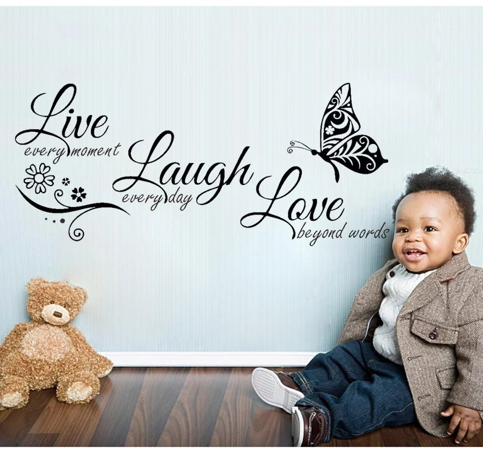 Live Laugh Love Butterfly Flower Wall Art