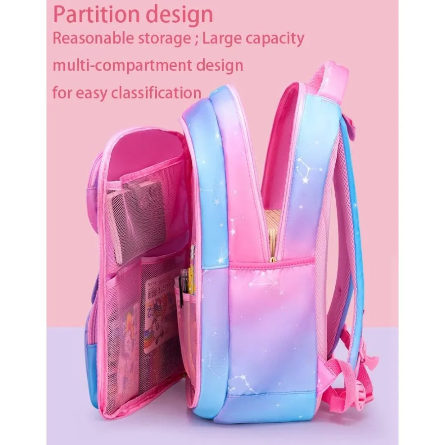 5Pcs Blue Pink School Backpack