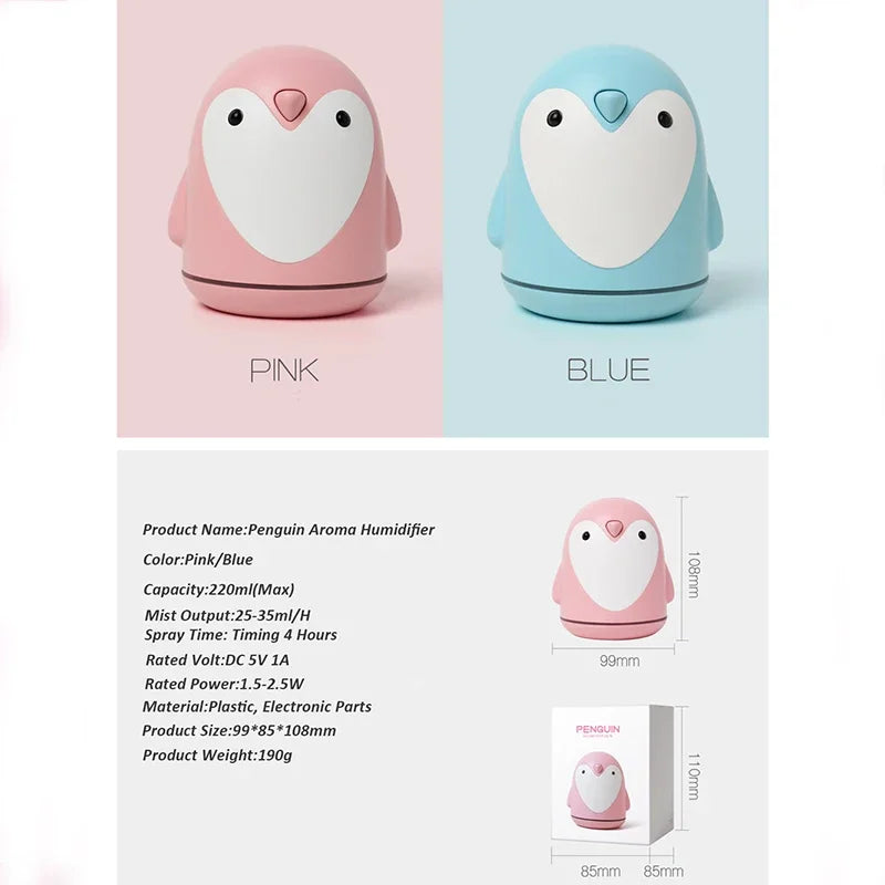 220ml Penguin USB Air Diffuser for Home Office Car - Essential Oil Aroma Humidifier Mist Maker Cute humidifier Difusor Diffusers