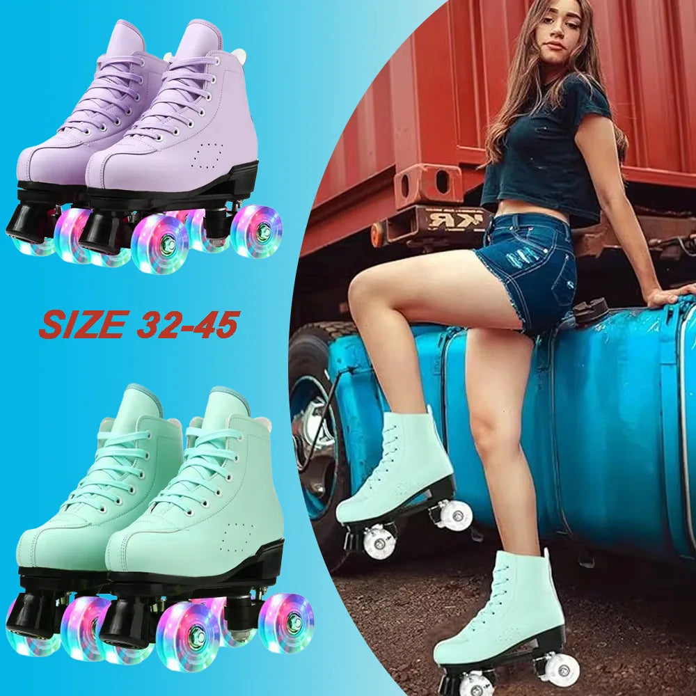Outdoor Sneakers PU Leather Roller Skates