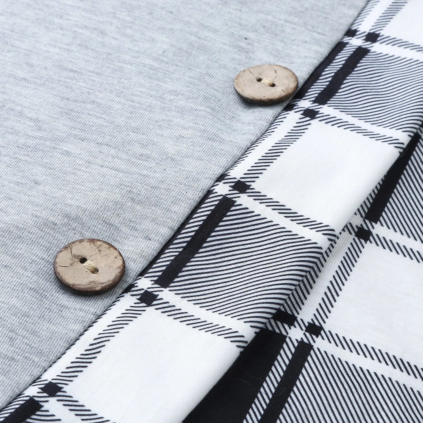 Plaid Patchwork Women Tunic Sweatshirt Mini Dress