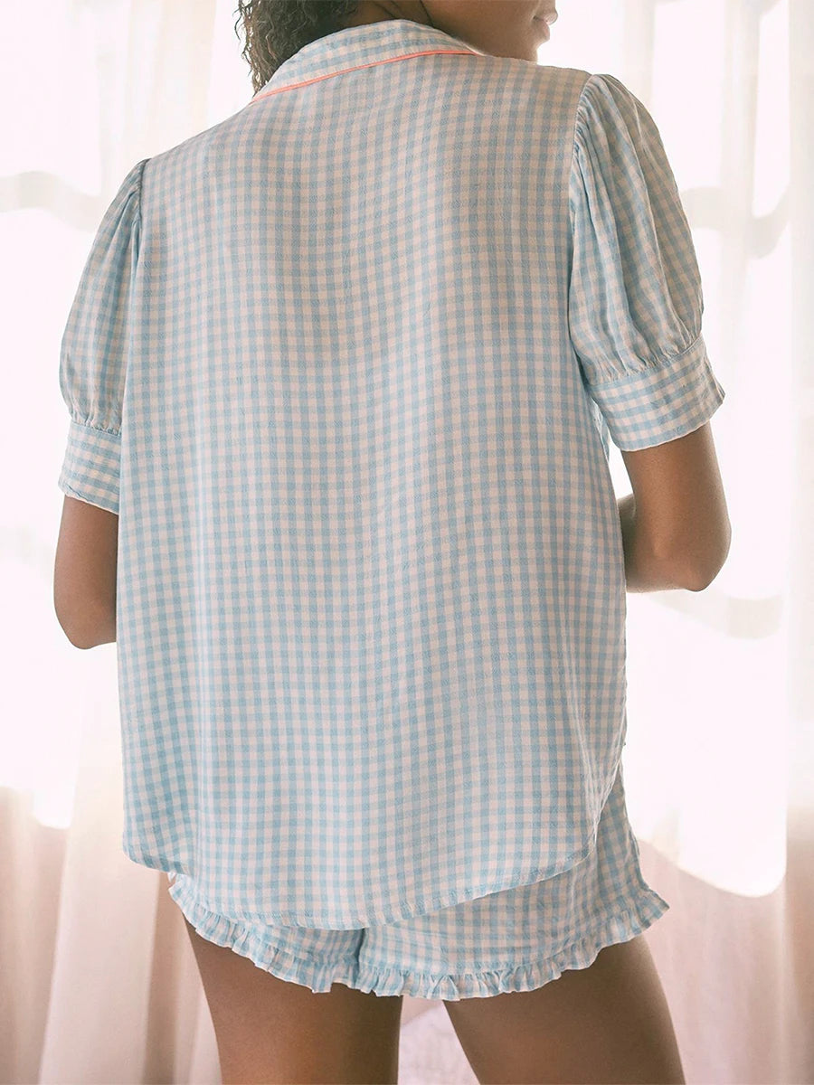 Women Plaid Pajama Set