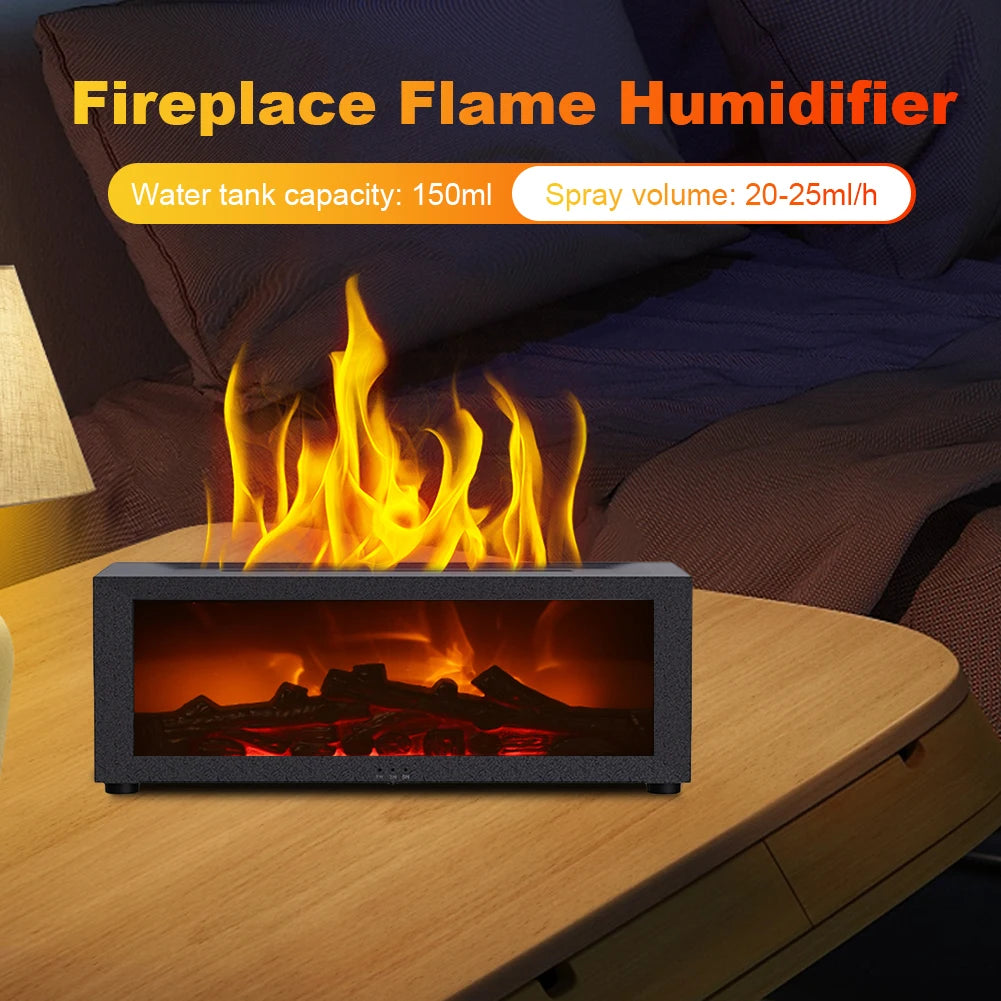 Fireplace Flame Humidifier Aroma Humidifier Flame Oil Diffuser Air Humidifier Aromatherapy Fragrance Diffuser Light Fireplace