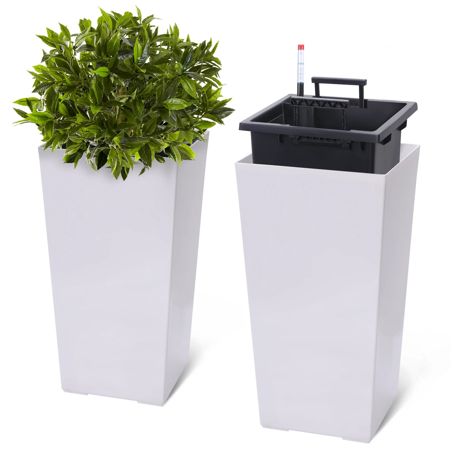 Two Pack Indoor Outdoor Planter With Shelf Insert Set