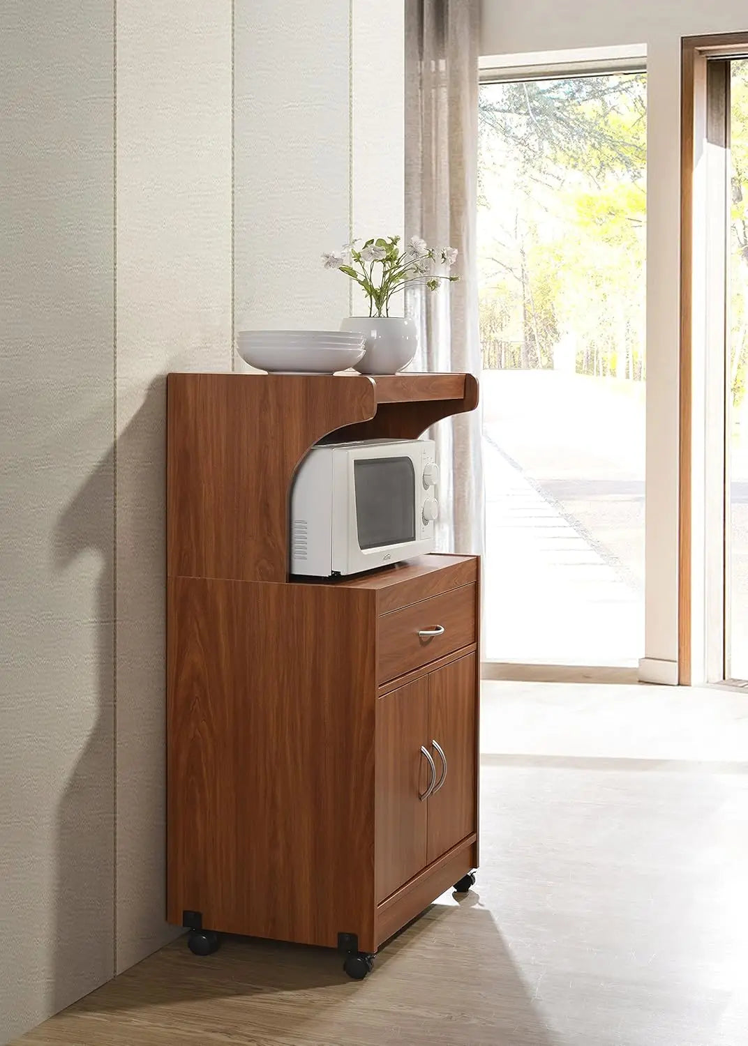 Microwave Kitchen Cart Cherry