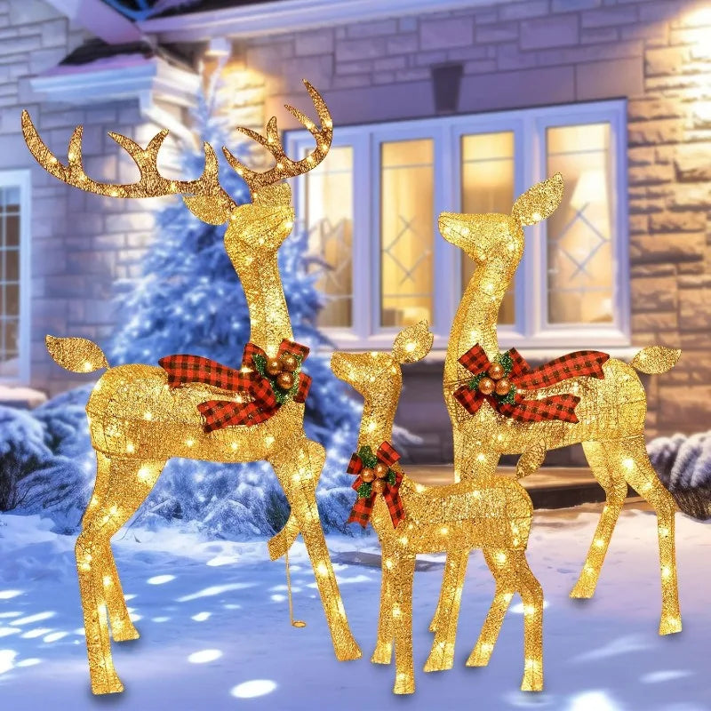 3-Piece Large Deer Family - Lighted Christmas 3D Reindeer