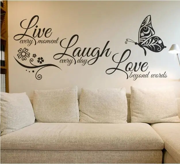 Live Laugh Love Butterfly Flower Wall Art