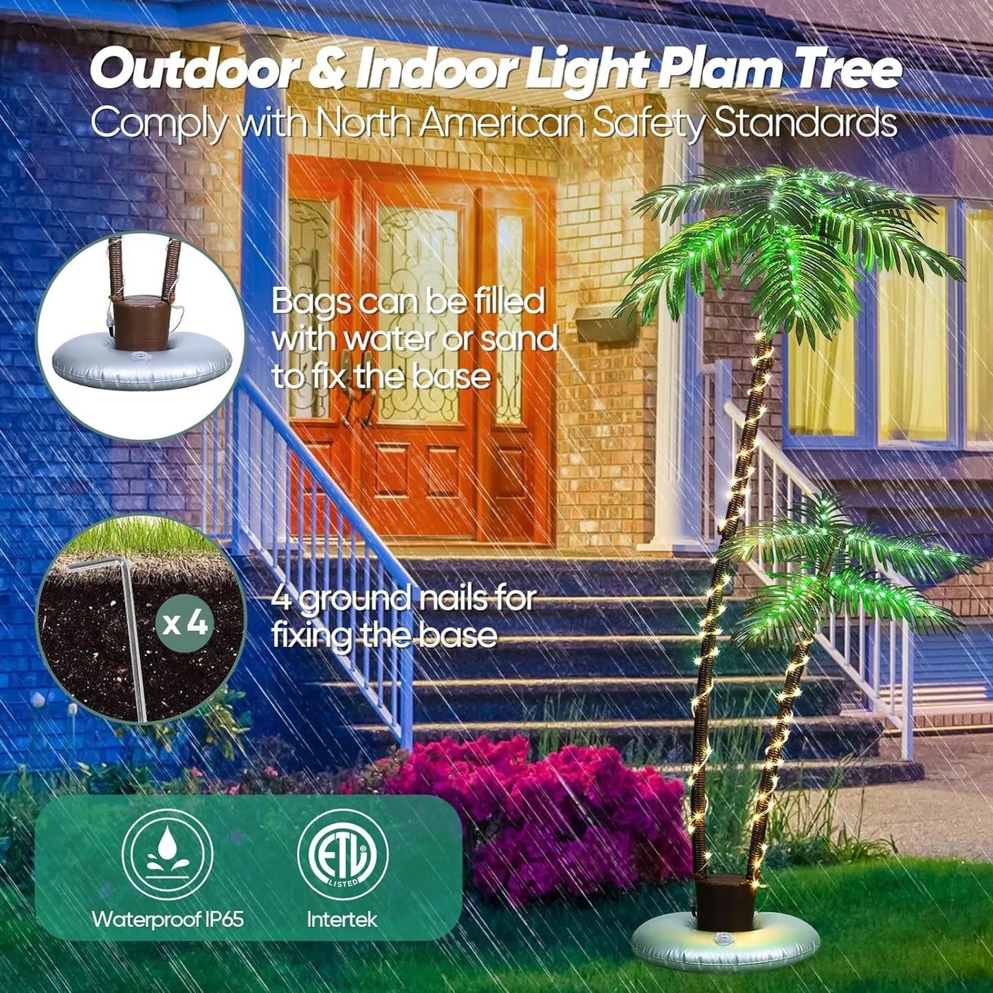 Lighted Palm Tree LED Outdoor With Remote Solar Power