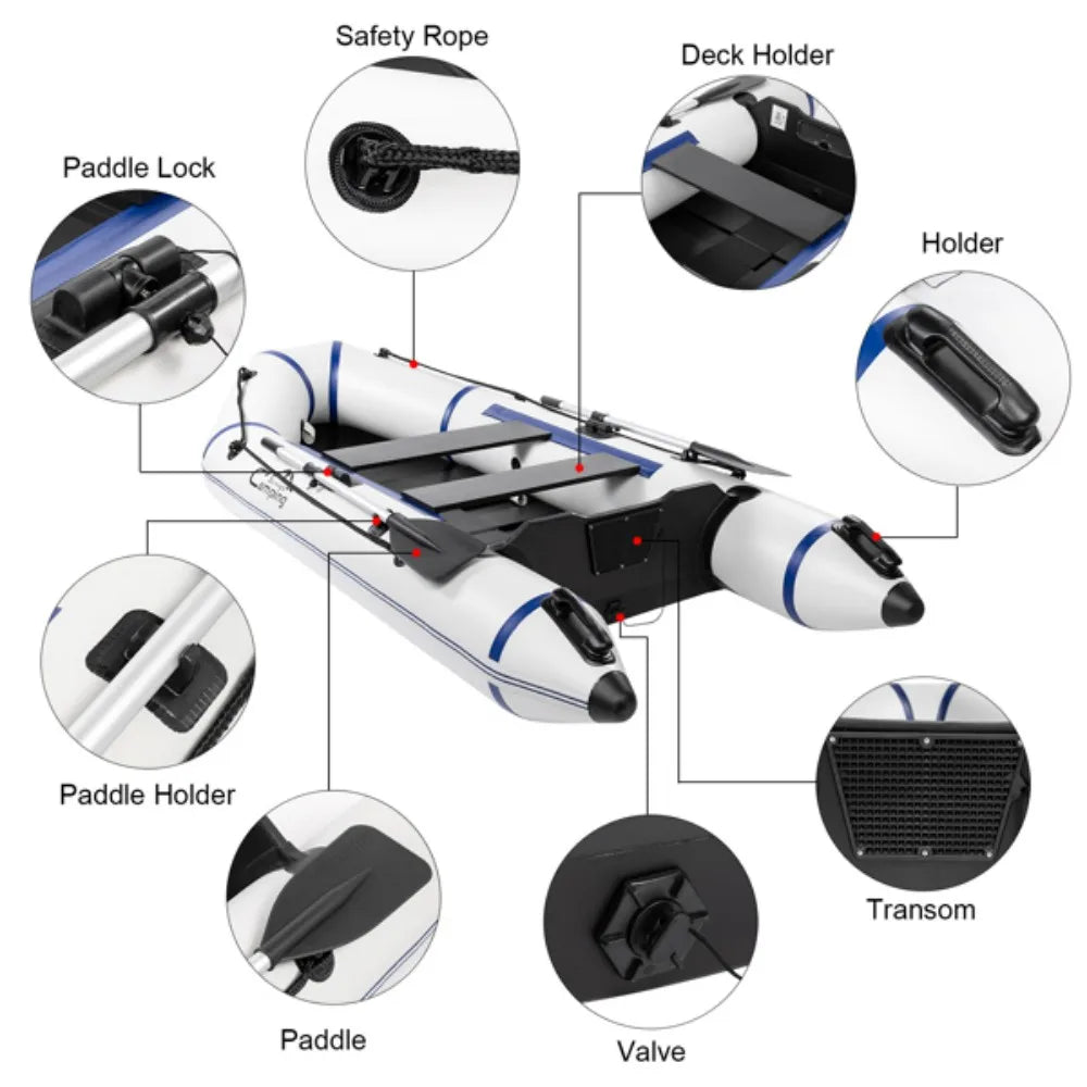 Inflatable Assault Boat 330kg Capacity Double Rowing Boat