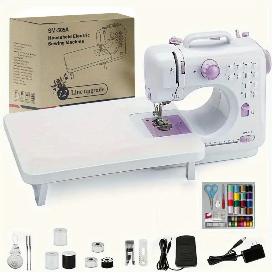 Electric Sewing Machine With Extension Table Foot Pedal And Light