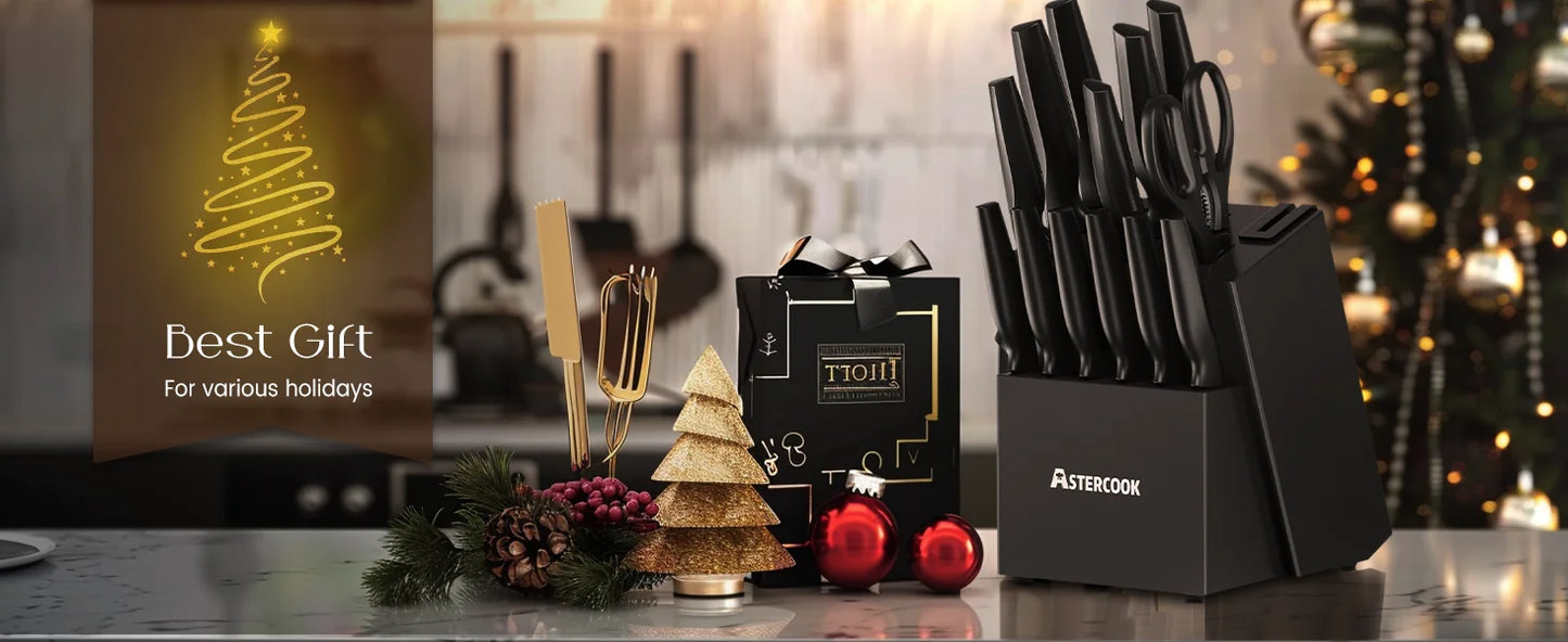 Astercook Stainless Steel Kitchen Knife Set With Sharp Blades